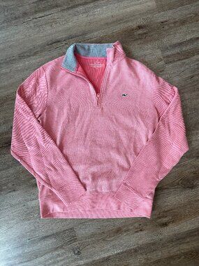 Vineyard Vines Mens Saltwater 1/4 Zip Pullover Sweatshirt Small Pink